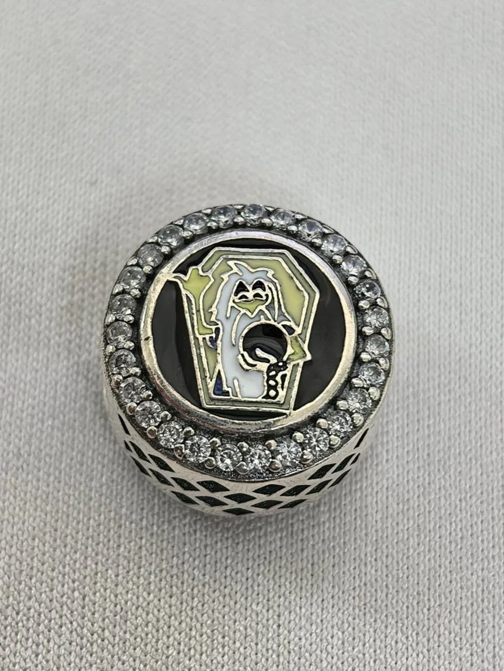 Pandora Silver-Tone Crystal Charm Bead with Black and Lime Accents